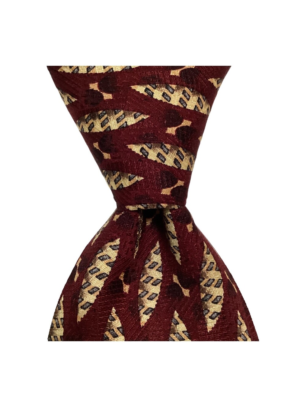 ROBERT TALBOTT Studio Men's 100% Silk Necktie Designer Geometric Burgundy EUC